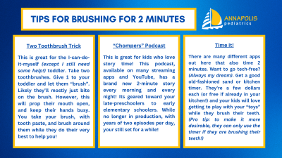 tips for brushing teeth for 2 minutes box graphic